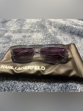 Karl Lagerfeld Clear Frame Sunglasses with Purple Lenses NWOT